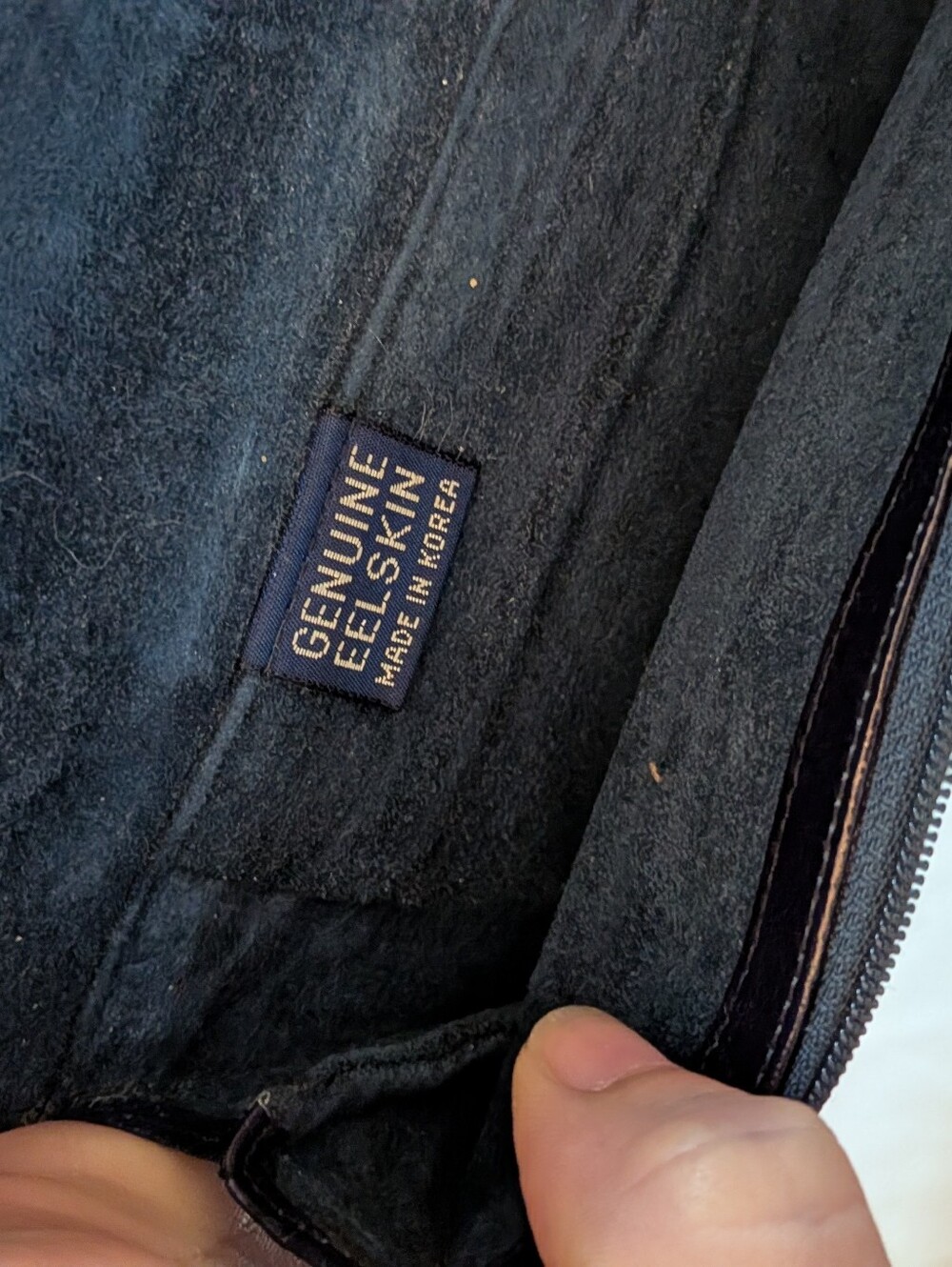 Vintage Navy Blue Quilted Fold-Over Eel Skin Clutch Bag - Picture 3 of 4